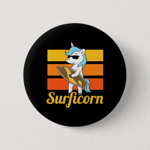 Macaron Rond 5 Cm Licorne de surf Surfant Licorne de surf Surf Surfe