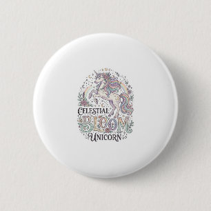 Macaron Rond 5 Cm Licorne Fleur Céleste Licorne Premium Vecteur Typo