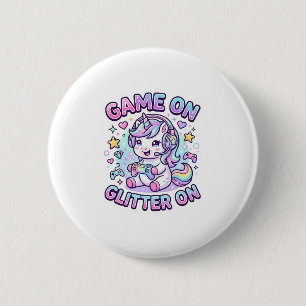 Macaron Rond 5 Cm Licorne Jeu Sur Paillettes Sur Graphisme Merch De