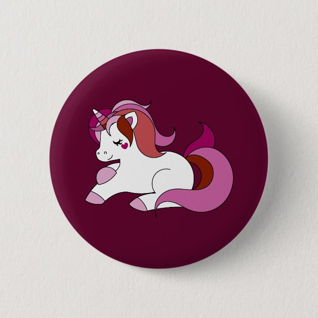 Macaron Rond 5 Cm Licorne lesbienne (Devant)