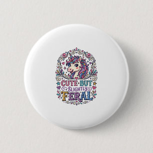 Macaron Rond 5 Cm Licorne Mignonne mais Légèrement Sauvage Fond Blan