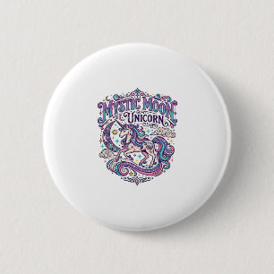Macaron Rond 5 Cm Licorne Mystique Lune Licorne Coloré