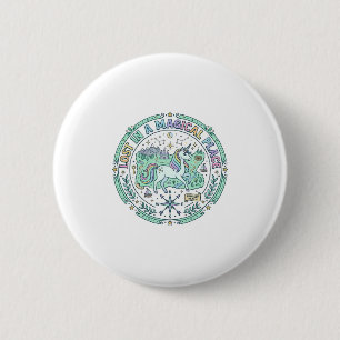 Macaron Rond 5 Cm Licorne perdue dans un endroit magique Impression