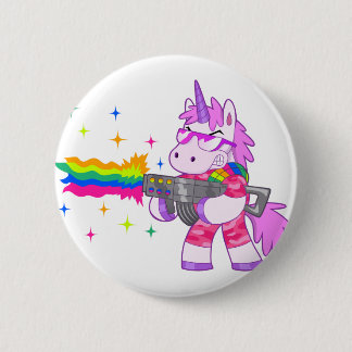 Macaron Rond 5 Cm Licorne pourpre - arme à feu