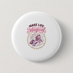 Macaron Rond 5 Cm Licorne Rendre La Vie Magique POD Prêt Fond Blanc