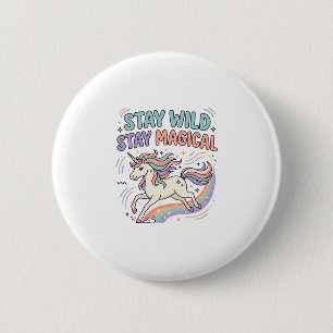 Macaron Rond 5 Cm Licorne Reste Sauvage Reste Magique Produit Branch