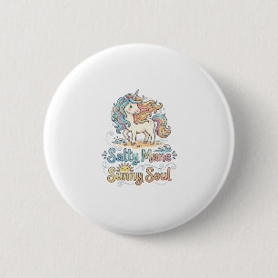 Macaron Rond 5 Cm Licorne Salée Crinière Âme Ensoleillée Conception