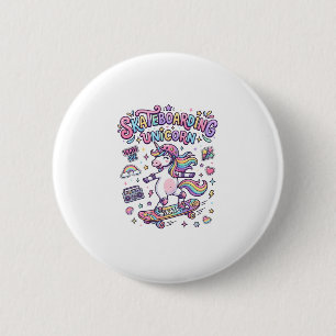 Macaron Rond 5 Cm Licorne Skateboarding Licorne Typographie Gras T-S