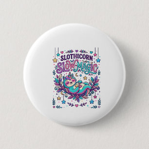Macaron Rond 5 Cm Licorne Slothicorne Magie Lente Marché Coloré