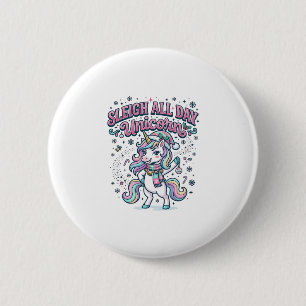 Macaron Rond 5 Cm Licorne Traîneau Toute La Journée Licorne Charmer