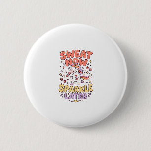 Macaron Rond 5 Cm Licorne Transpiration Maintenant Paillettes Plus T