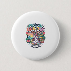Macaron Rond 5 Cm Licorne Tropical Licorne Évasion POD Prêt POD Artw