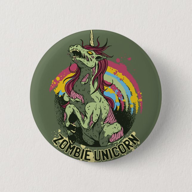 Macaron Rond 5 Cm licorne zombie (Devant)