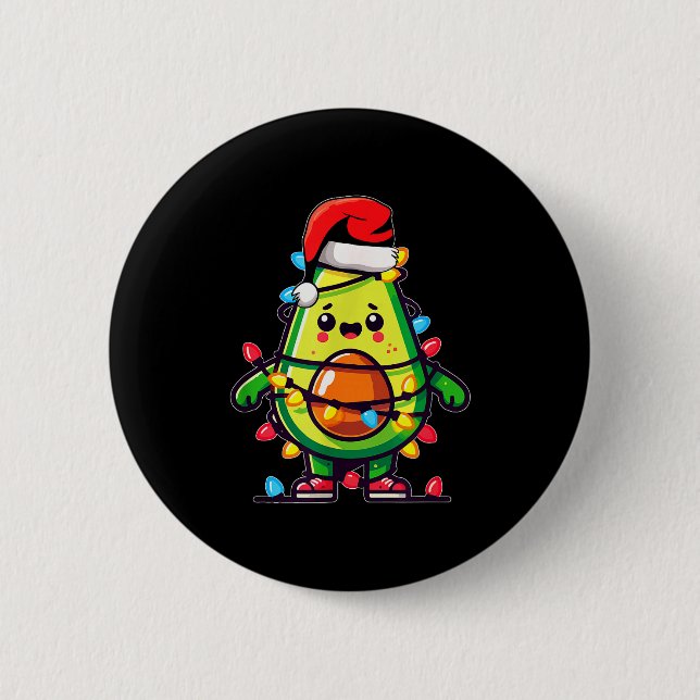 Macaron Rond 5 Cm Lighting Avocado Ugly Christmas Sweater Guacamole  (Devant)