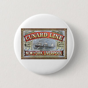 Macaron Rond 5 Cm Ligne affiche de Cunard de New York Liverpool