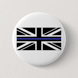 Macaron Rond 5 Cm Ligne Bleue fine Police britannique