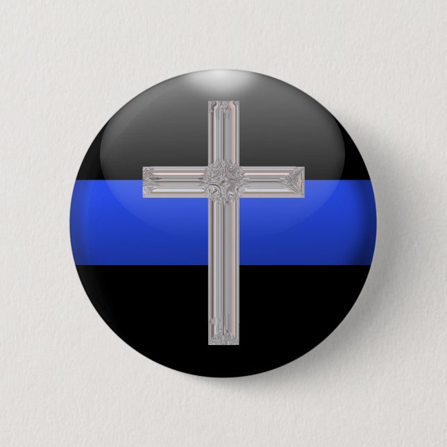 Macaron Rond 5 Cm Ligne Bleue Mince Prière Pour La Sécurité (Devant)