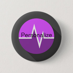 Macaron Rond 5 Cm Ligne EKG médical violet noir