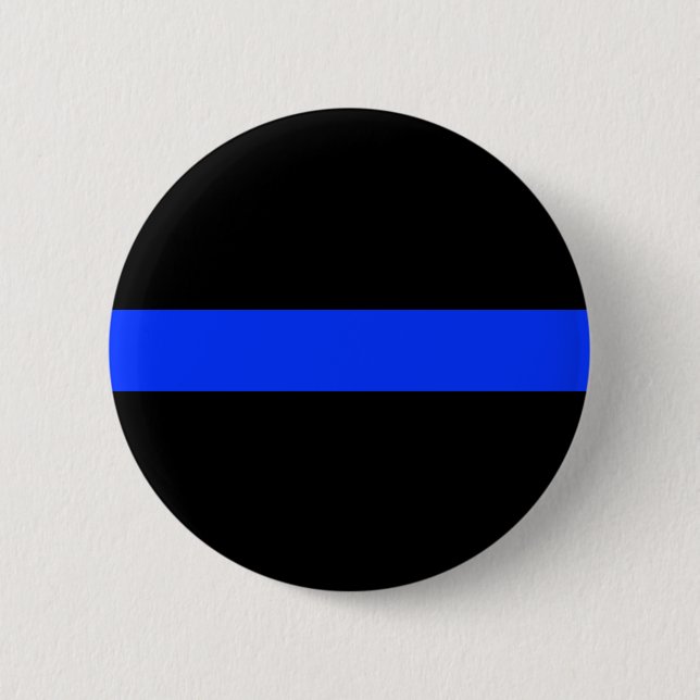 Macaron Rond 5 Cm Ligne mince bleue bouton de police (Devant)