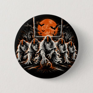 Macaron Rond 5 Cm Ligne offensive fantôme Halloween Football Art