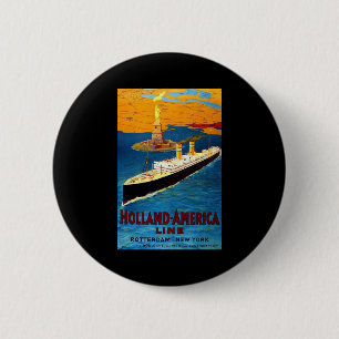 Macaron Rond 5 Cm Ligne Rotterdam New York de la Hollande Amérique