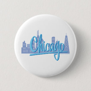 Macaron Rond 5 Cm Ligne Skyline de Chicago Windy City