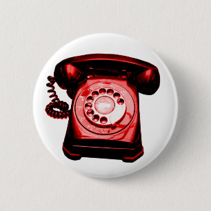 Macaron Rond 5 Cm Ligne téléphonique rouge