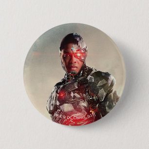 Macaron Rond 5 Cm Ligue de la justice  Cyborg On Battlefield