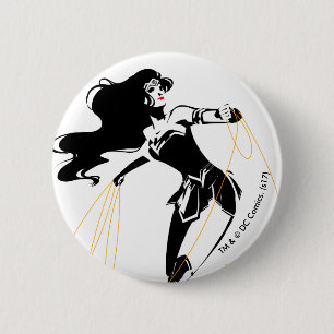 Macaron Rond 5 Cm Ligue de la justice  Femme Merveilleuse Avec Lasso