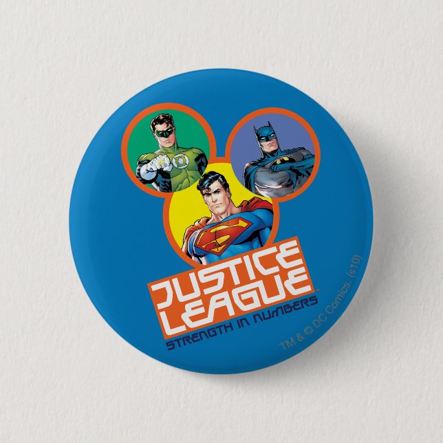 Macaron Rond 5 Cm Ligue de la Justice "Force en nombre" (Devant)