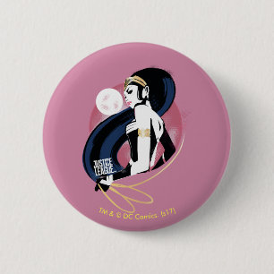 Macaron Rond 5 Cm Ligue de la justice  Profil de la femme Wonder Pop