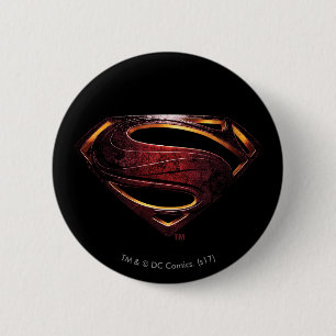 Macaron Rond 5 Cm Ligue de la justice  Symbole de superman métalliqu