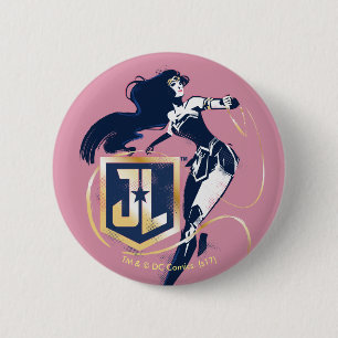 Macaron Rond 5 Cm Ligue de la justice  Wonder Woman & JL Icon Pop Ar