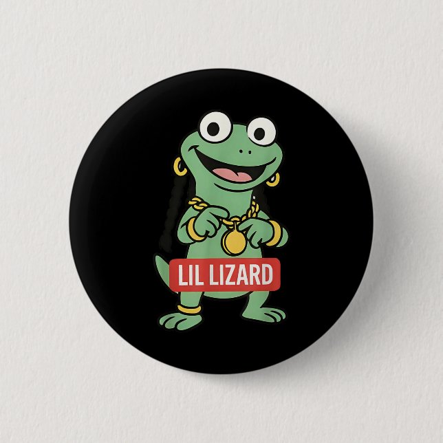 Macaron Rond 5 Cm Lil Lizard Funny Lizard Trending Meme (Devant)