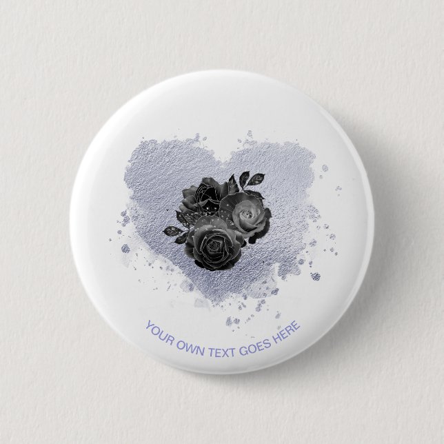 Macaron Rond 5 Cm *~* Lilac Fleurs cardiaques Iridescente Personnali (Devant)