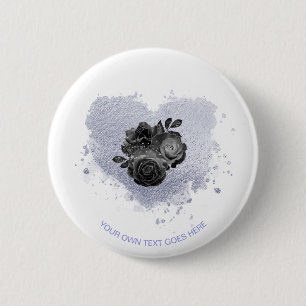 Macaron Rond 5 Cm *~* Lilac Fleurs cardiaques Iridescente Personnali
