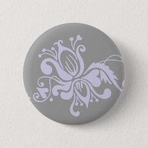 Macaron Rond 5 Cm Lilas gris et léger de fleur baroque -