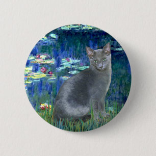 Macaron Rond 5 Cm Lilies 5 - Chat bleu russe 2