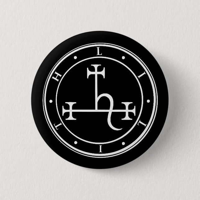 Macaron Rond 5 Cm Lilith sigil. Bouton de la déesse de la lune noire (Devant)