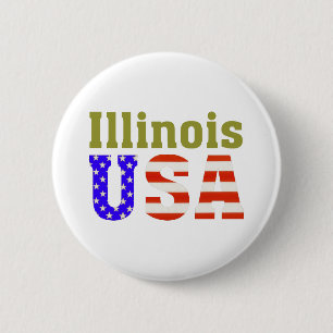 Macaron Rond 5 Cm L'Illinois Etats-Unis !