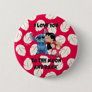 Macaron Rond 5 Cm Lilo & Stich   Je T'Aime À La Lune