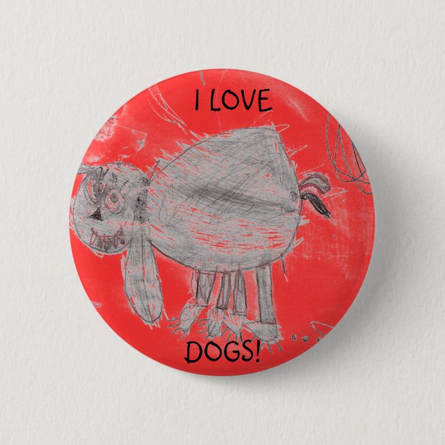 Macaron Rond 5 Cm L'image de Kylee, J'AIME, des CHIENS ! (Devant)