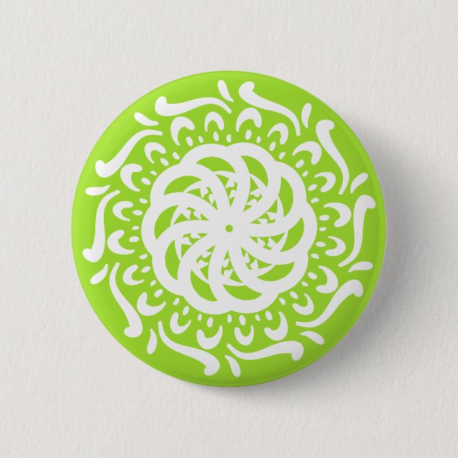 Macaron Rond 5 Cm Lime Mandala (Devant)