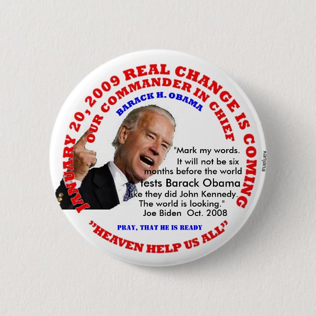 MACARON ROND 5 CM L'INAUGURATION, MONDE EXAMINERA OBAMA (Devant)