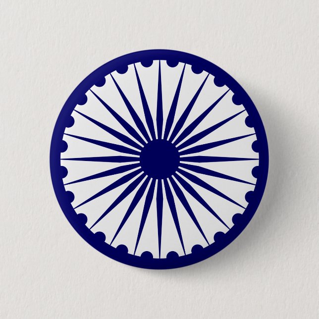 Macaron Rond 5 Cm L'Inde Ashoka Chakra (Devant)
