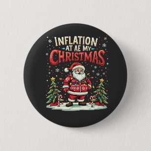 Macaron Rond 5 Cm L'inflation a mangé mon Noël drôle Père Noël Econo