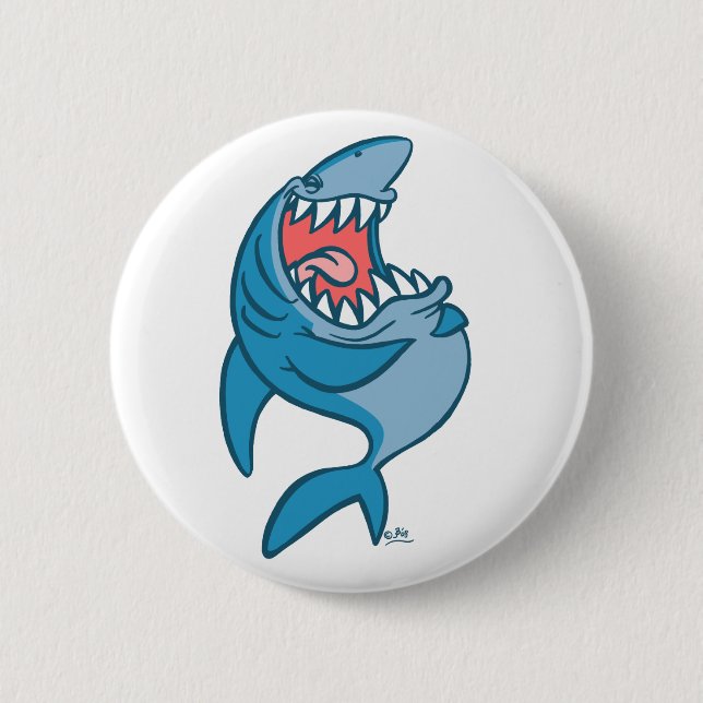 Macaron Rond 5 Cm L'insigne du bouton de dessin animé Laughton Shark (Devant)