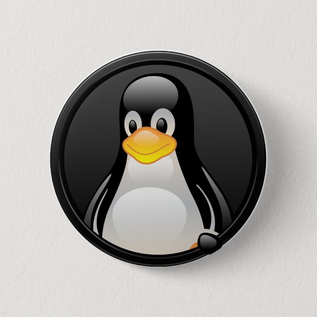 Macaron Rond 5 Cm Linux - Bouton Tux head (Devant)