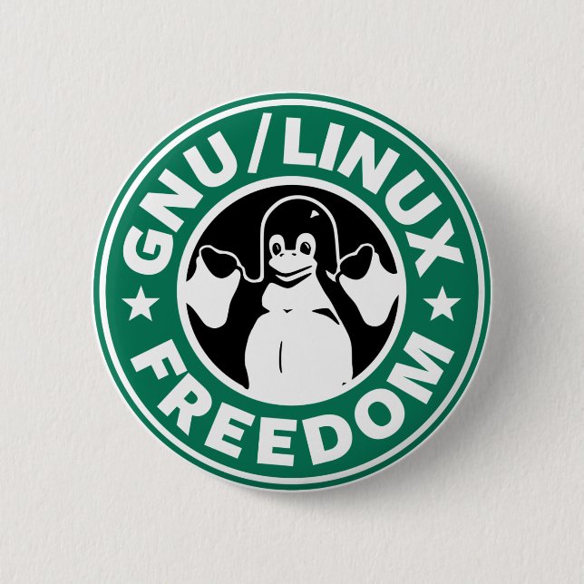 Macaron Rond 5 Cm LINUX - GNU - FREEDOM Button (Devant)