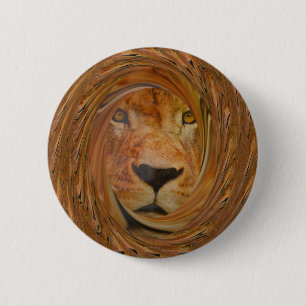 Macaron Rond 5 Cm Lion Abstrait Safari Art